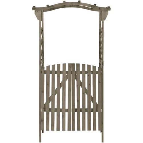  Pergola s vratima 116 x 40 x 204 cm siva od masivne jelovine Slike