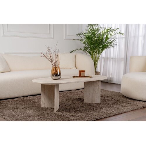 Kalune Design Bež stolić za kavu u polusjajnom dekoru 60x119 cm Sable &amp;ndash; Slike