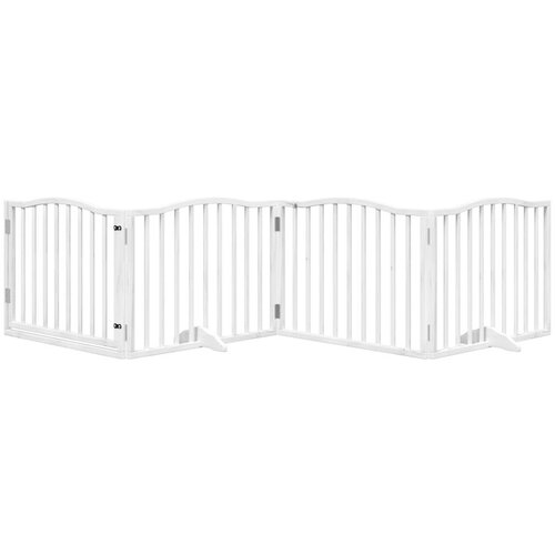  Vrata za pse s vrata&amp;scaron;cima 4 panela sklopiva 320 cm drvo topole Bijela 80 x 60 x 2 cm Slike