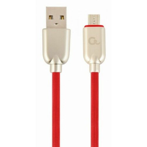 Gembird CC USB2R AMmBM 2M R Premium rubber Micro USB charging and data cable, 2m, red Slike