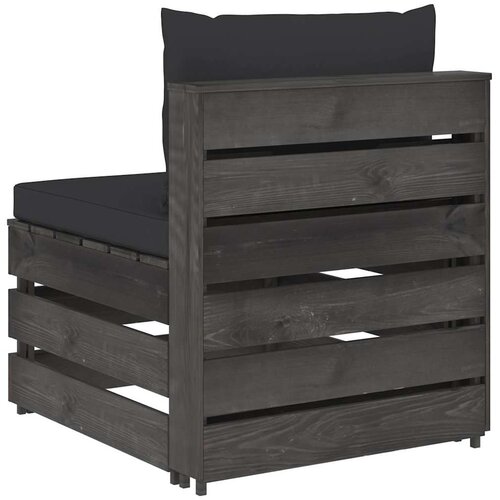  Modularna srednja sofa s jastucima od sivo impregniranog drva Crna Slike