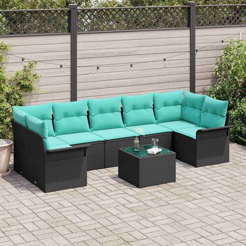  Vrtna sedežna garnitura 8 pcs Črna in turkizna 55 x 55 x 37 cm, (5000020335) Cene