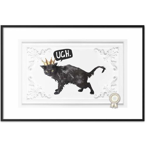  Plakat - Cat with a Crown 30x21 Crni okvir s margom Cene
