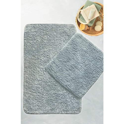  cotton basic - grey grey bathmat set (2 pieces) Cene