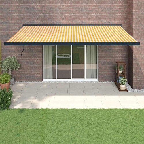 vidaXL zložljiva tenda rumena in bela 5x3 m blago in aluminij Cene