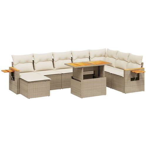 vidaXL 8-dijelni set vrtnih sofa od poliratana s jastucima bež Cijene