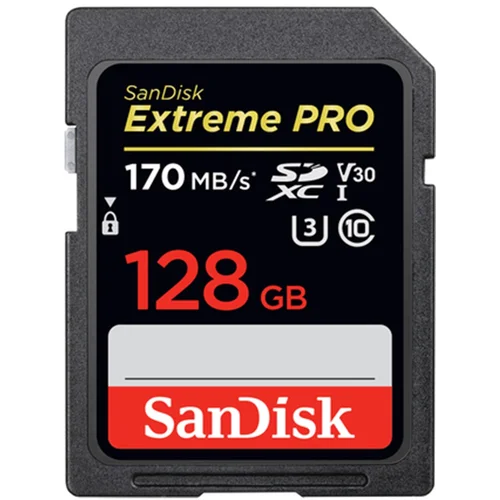 San Disk 128 GB SDXC ExtremePro 170MB/s V30 UHS-I U3