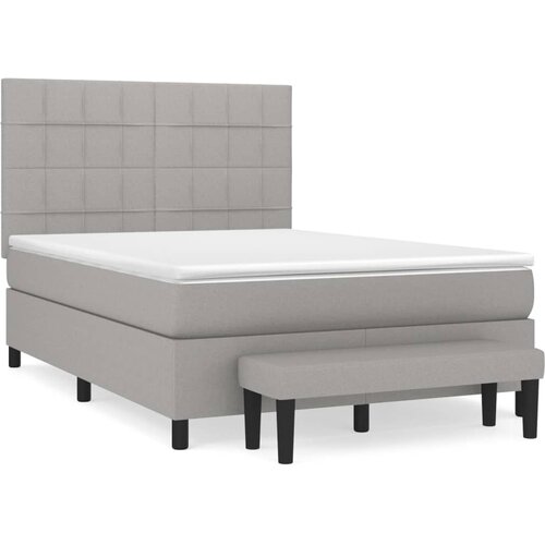 Maison Chic Box spring posteljni - Vzmetna postelja z vzmetnico svetlo siv 140x190 cm blago SL19423, (21893864) Cene