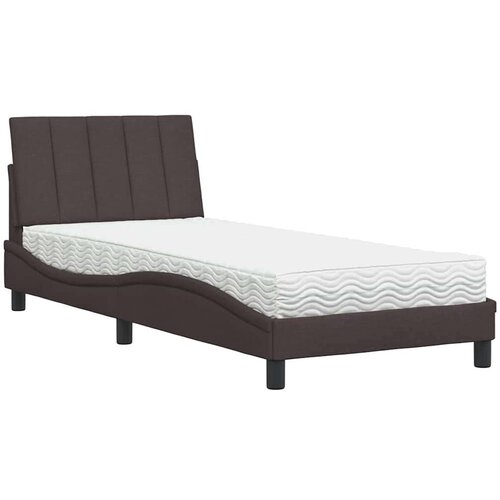 VidaXL Krevet s madracem tamnosmeđi 90 x 190 cm od tkanine Slike