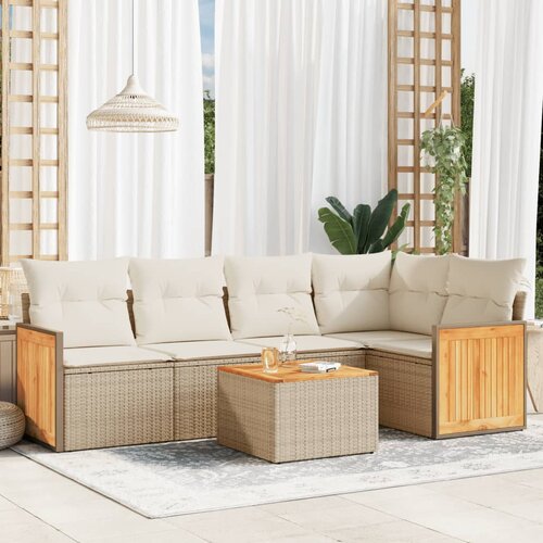 vidaXL 6-dijelni set vrtnih sofa s jastucima bež od poliratana Cijene
