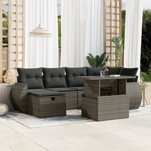 VidaXL 7-dijelni set vrtnih sofa sivi od poliratana Slike