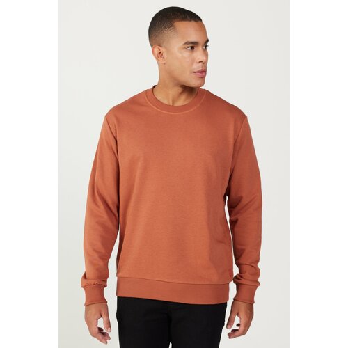 AC&Co / Altınyıldız Classics Men's Light Brown Standard Fit Regular Fit Crew Neck 3 Thread Cotton Sweatshirt Slike