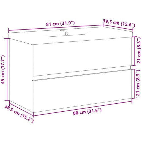 vidaXL Ormarić s ugrađenim umivaonikom boja hrasta 81x39,5x49 cm Cene