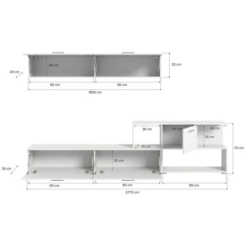 MID.YOU Dnevni Regal Chepo Bela 277x102 Cm Slike