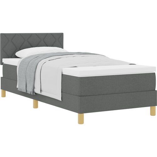 vidaXL Temno siva postelja s temeljem in vzmetnico 90x190 cm tkanina Cene