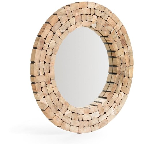 Kave Home Zidno ogledalo s okvirom od masivnog drveta &amp;oslash; 80 cm Eliptic &amp;ndash; Slike