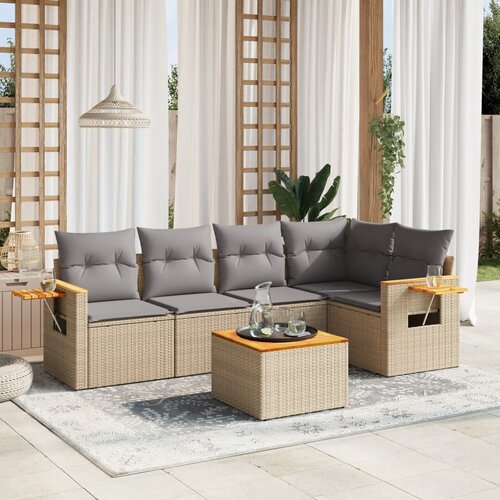 vidaXL 6-dijelni set vrtnih sofa s jastucima bež od poliratana Cijene