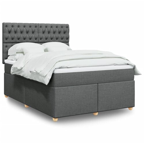 vidaXL Box spring posteljni z vzmetnico temno siv 140x190 cm blago Cene