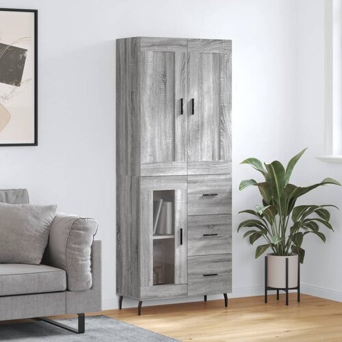 VidaXL Visoka komoda siva sonoma 69,5x34x180 cm inženirski les Slike