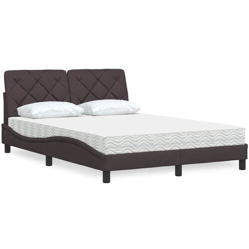 VidaXL Postelja z vzmetnico temno rjava 140x200 cm blago Slike