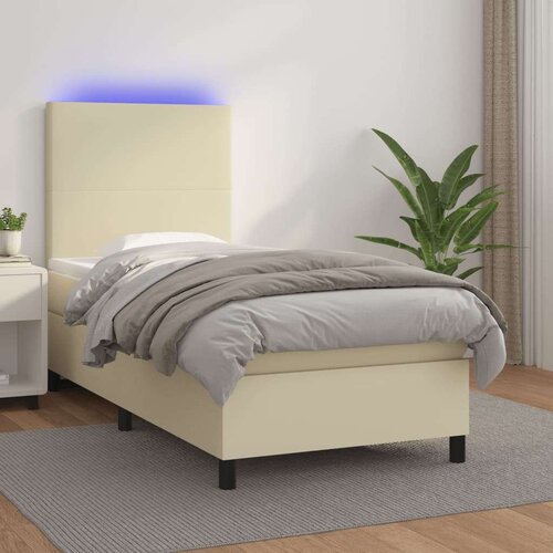 Krevet box spring s madracem LED krem 90x190 cm od umjetne kože - Krema 90 x 190 cm Gladak dizajn Cijene