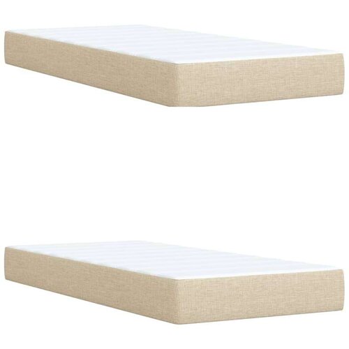 vidaXL Box spring postelja z vzmetnico krem 200x200 cm blago, (21310339) Cene