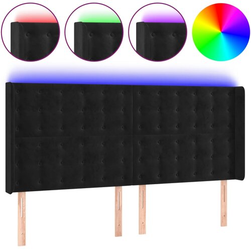 Maison Chic led posteljno vzglavje - vzglavna omarica - nočna omarica črno 203x16x118/128 cm žamet, (21709091) Slike