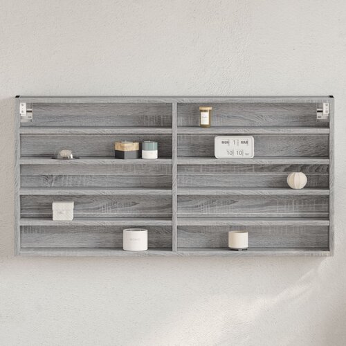 VidaXL Vitrina siva sonoma 100x8,5x50 cm inženirski les Slike