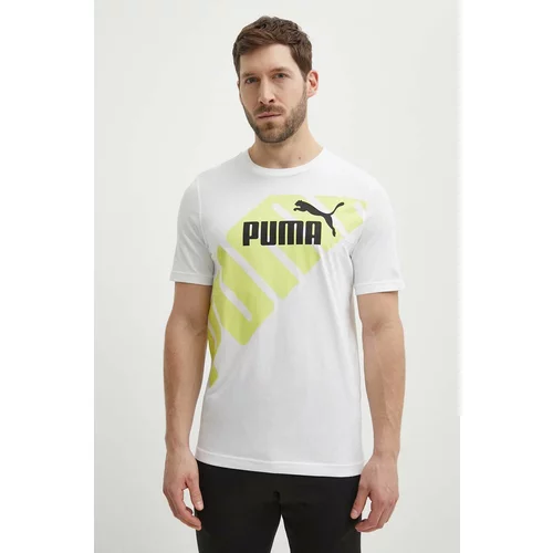 Puma Bombažna kratka majica POWER moška, bela barva, 678960