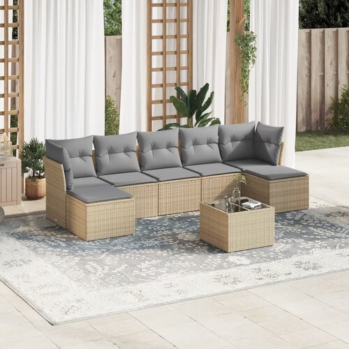 VidaXL 8-dijelni set vrtnih sofa od poliratana s jastucima bež Slike