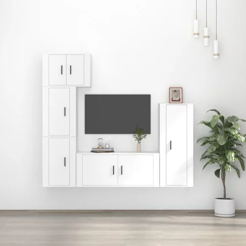 vidaXL 5-dijelni set TV ormarića bijeli od konstruiranog drva