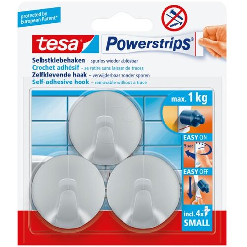 Tesa vešalica powerstrips mala okrugla mat-hrom 3kom Cene