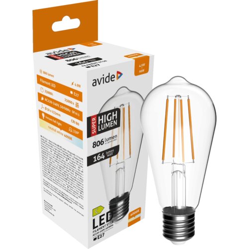 Avide Žarnica, LED 4.9W, E27, 4000K, 230V AC, bela svetloba - Filament ST58 4.9W E27 Slike