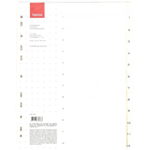 Optima Pregradni karton 1-12 A4 natur Cene