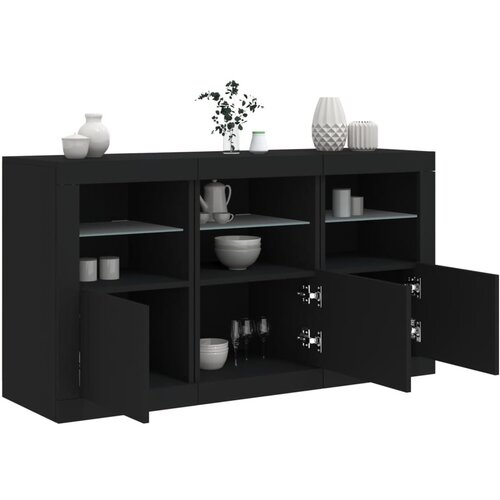VidaXL Komoda s LED svjetlima crna 123 x 37 x 67 cm Slike