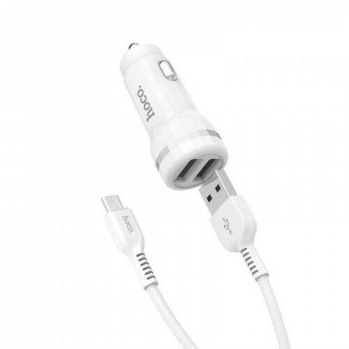 Hoco avtopolnilec Z27 2,4 a s kablom 1m microusb - bel Cene