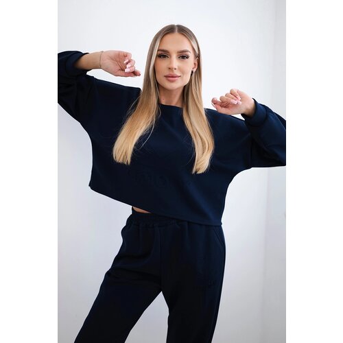 Kesi Włoski Viscose set Amour sweatshirt + pants navy blue Slike