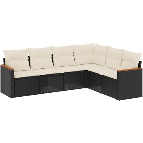  6-dijelni set vrtnih sofa s jastucima crni od poliratana Slike