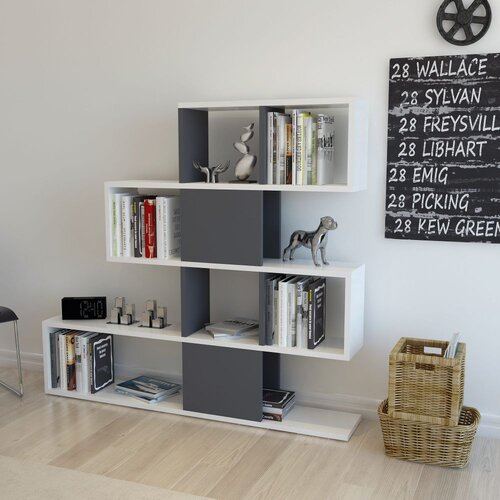Woody Fashion polica za knjige karlin white anthracite Cene