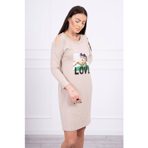 Kesi Beige dress with love print Slike