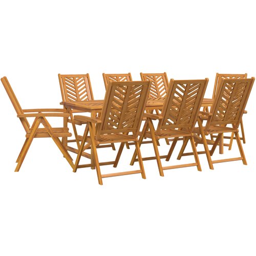 VidaXL Vrtni set za objed 9 pcs Smeđa Čvrsto drvo akacije Slike