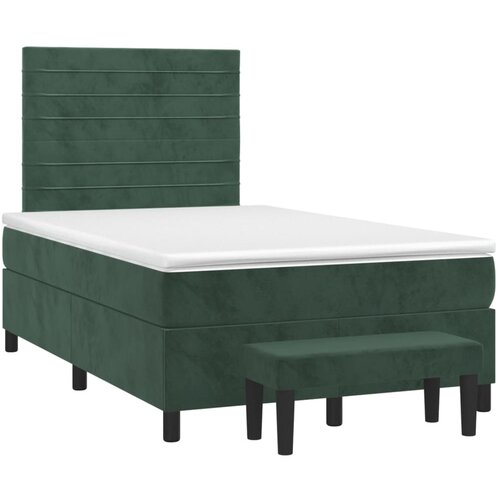 VidaXL Krevet box spring s madracem tamnozeleni 120x190 cm bar&amp;scaron;unasti Slike