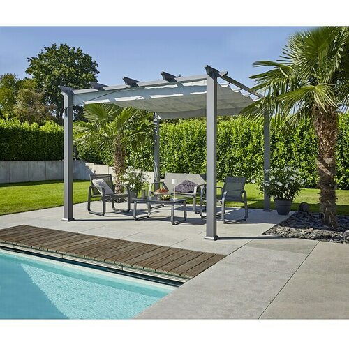 SUNFUN Gazebo paviljon Kreta (Š x G: 333 x 318 cm, Barva strehe: Kremne barve) Cene
