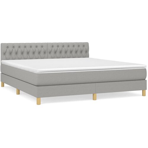 vidaXL Box spring postelja z vzmetnico svetlo siva 180x200 cm blago, (20789989) Cene