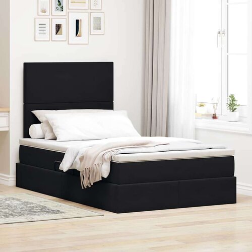  Krevet s prostorom za pohranu s LED-om Crna 120 x 190 cm Baršun Cene