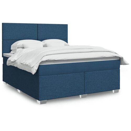 vidaXL Box spring postelja z vzmetnico modra 180x200 cm blago Cene