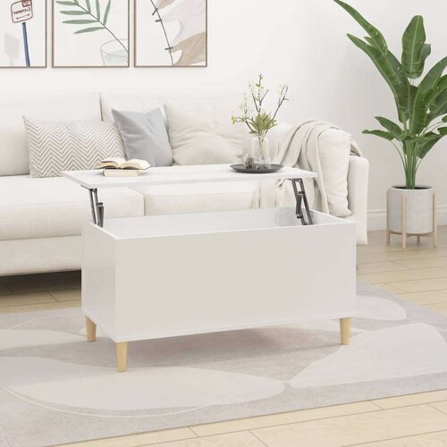  Stolić za kavu sjajni bijeli 90x44 5x45 cm konstruirano drvo Slike