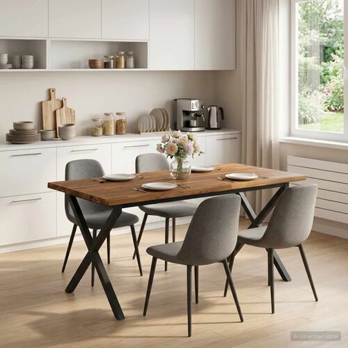  Stol za blagovanje s prirodnim rubom 160 x 80 x 75 cm Prirodna - Prirodna i crna 160 x 80 x 75 cm Živi rub Slike