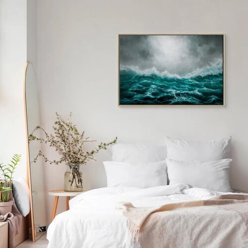  Slika - Restless Ocean (1 Part) Wide 60x40 U prirodnom drvenom okviru Cijene