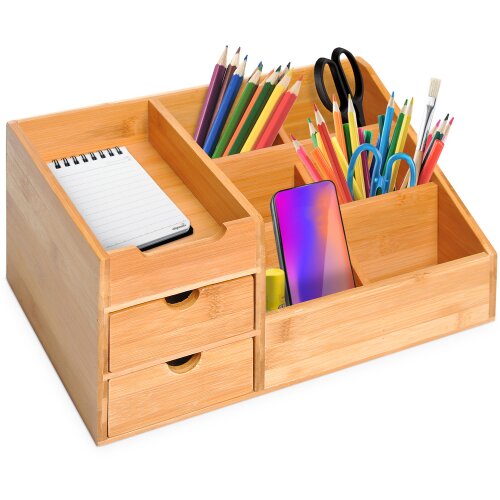 Nesta Namizni organizator, naraven, &scaron;katla za shranjevanje z 2 predaloma, 33&times;20,5&times;15,5 cm, za urejeno pisarno in organizacijo, (5000493071) Cene